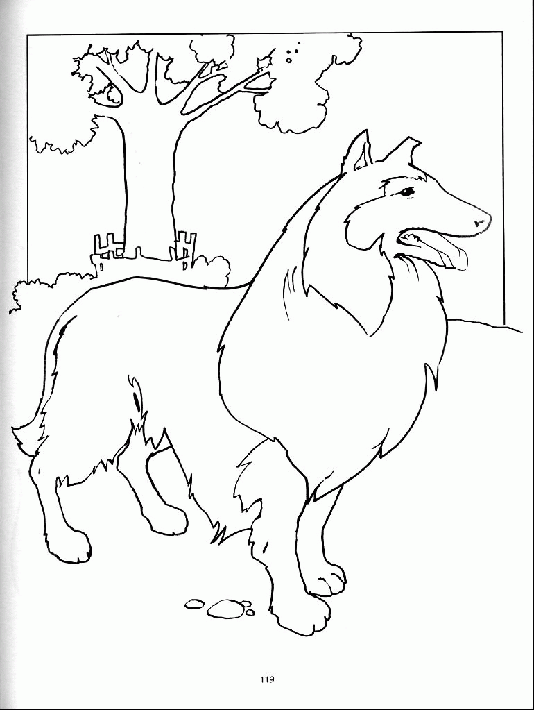 Kolorowanka z Psem w Krajobrazie - Pobierz i Drukuj kolorowanka do druku